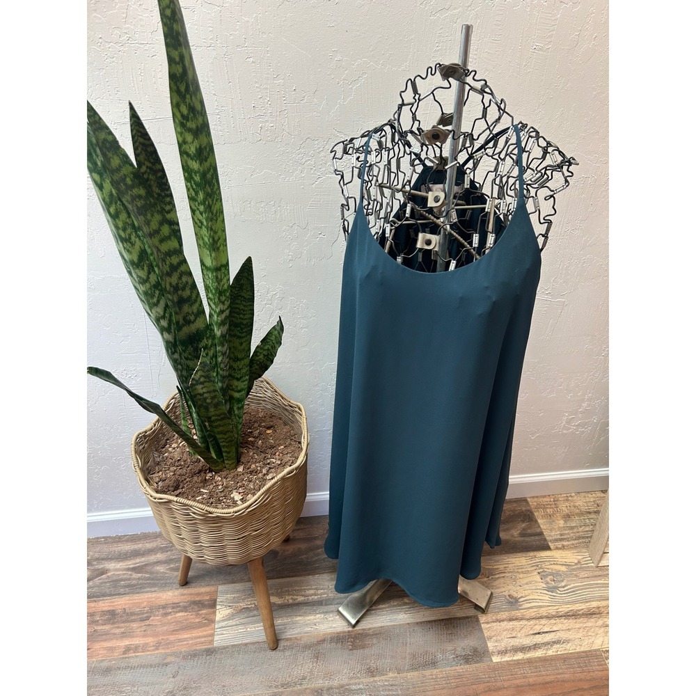 Loft Teal Green Spaghetti Strap Shift Cami Dress Small Mini Racerback